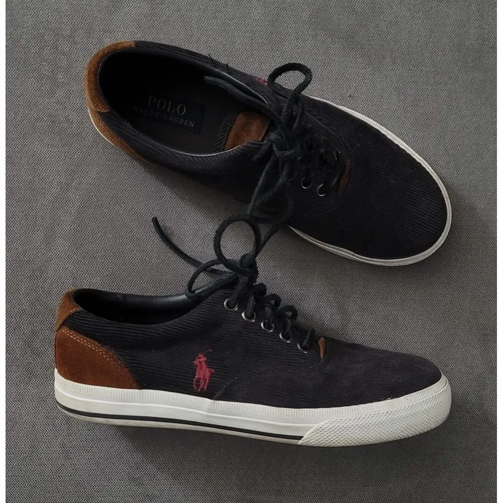 Polo Ralph Lauren Men's Vaughn Charcoal Corduroy Suede Shoes Size 7.5‎ D